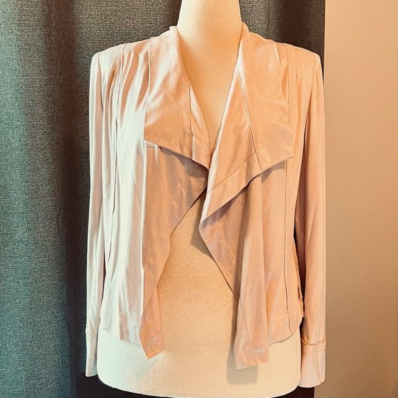 Donna Karan Draped Open-Front Faux Suede Jacket in Blush (XS) New With Tags - Picture 6 of 13
